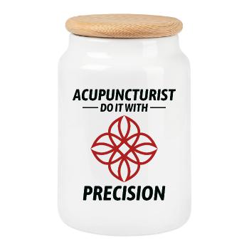 Acupuncteurs Faites-le avec Precision Professional - Boîte à biscuits avec couvercle en bois - blanc - Devant