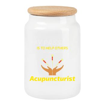 Licensed TCM Practitioner Expert Dedicated  - Cookie Jar with Wooden Lid - white - Front