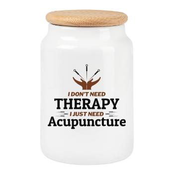 I Just Need Acupuncture Professional Therapeutic  - Cookie Jar with Wooden Lid - white - Front