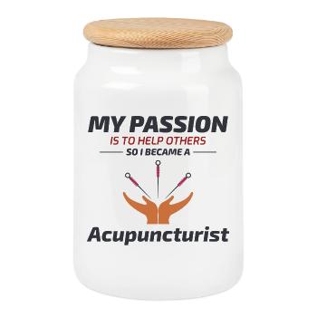 Ma passion est d’aider les autres acupuncteurs - Boîte à biscuits avec couvercle en bois - blanc - Devant