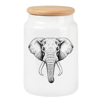 Elefant - Keksdose mit Holzdeckel - Weiß - Vorne