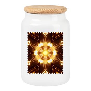 Fiery Mandala Light Play - Cookie Jar with Wooden Lid - white - Front