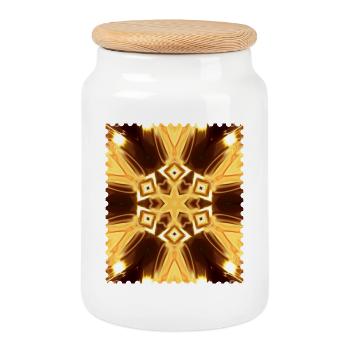 Feuerstern Mandala Kaleidoskop - Keksdose mit Holzdeckel - Weiß - Vorne
