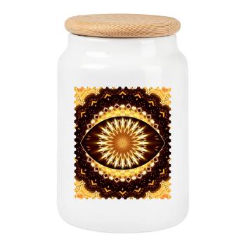 Motif oculaire de feu kaléidoscope - Boîte à biscuits avec couvercle en bois - blanc - Devant