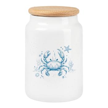 Blue Crab – Ocean Illustration - Cookie Jar with Wooden Lid - white - Front