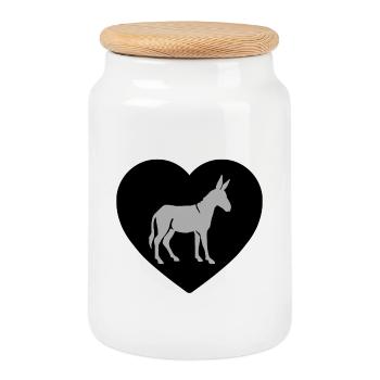 donkey - Cookie Jar with Wooden Lid - white - Front