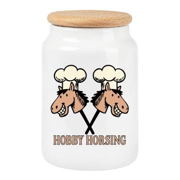 Hobby de cuisine amusant - Boîte à biscuits avec couvercle en bois - blanc - Devant