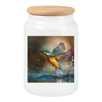 Explosion des couleurs du martin-pêcheur en vol - Boîte à biscuits avec couvercle en bois - blanc - Devant