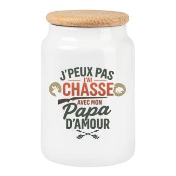 Hunting with Papa d'amour - Cookie Jar with Wooden Lid - white - Front