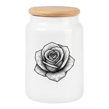 Ligne géométrique de rose - Boîte à biscuits avec couvercle en bois - blanc - Devant