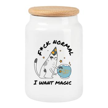 Merde Normal – Magie Magicienne Sort - Boîte à biscuits avec couvercle en bois - blanc - Devant
