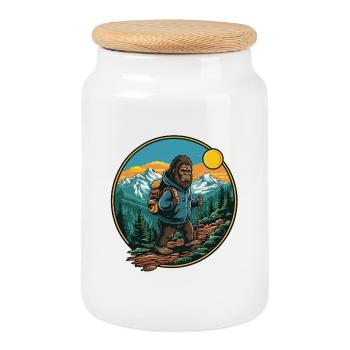 Süßes Bigfoot Wandern Camping Bergabenteuer - Keksdose mit Holzdeckel - Weiß - Vorne