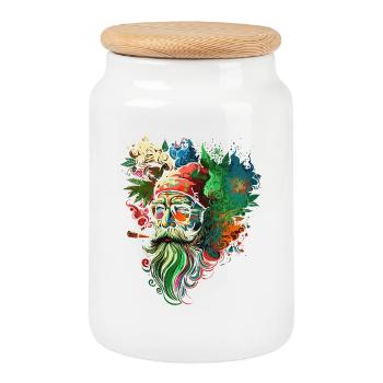 Psychedelic Santa Kaleidoscope - Boîte à biscuits avec couvercle en bois - blanc - Devant