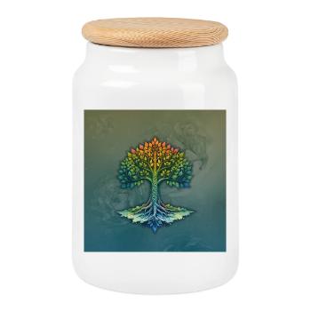 Arbre arc-en-ciel tressé - Boîte à biscuits avec couvercle en bois - blanc - Devant