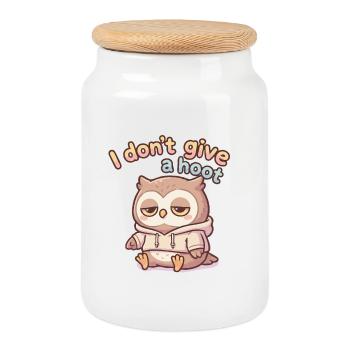 Lazy Owl Pullover Hoodie Saying - Cookie Jar with Wooden Lid - white - Front