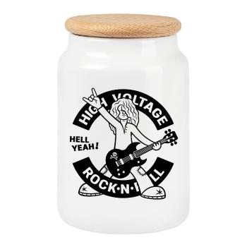 High Voltage Rock'n'Roll-Gitarrist - Keksdose mit Holzdeckel - Weiß - Vorne