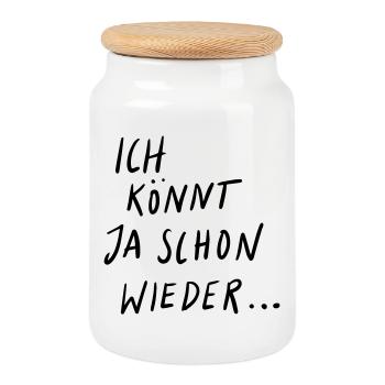 Ich könnt ja schon wieder - Keksdose mit Holzdeckel - Weiß - Vorne