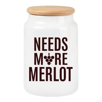 Il faudrait encore plus de paroles sur le vin Merlot pour les connaisseurs - Boîte à biscuits avec couvercle en bois - blanc - Devant