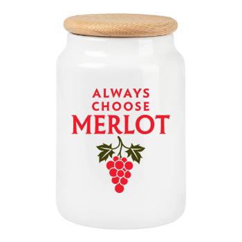 TOUJOURS CHOISIR LE MERLOT Vin Dire - Boîte à biscuits avec couvercle en bois - blanc - Devant