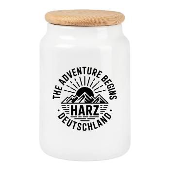 Harz - The Adventure begins - Souvenir Design - Keksdose mit Holzdeckel - Weiß - Vorne