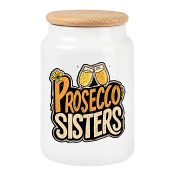 Prosecco Sisters Vintage Sunset Sparkling Wine Party - Cookie Jar with Wooden Lid - white - Front