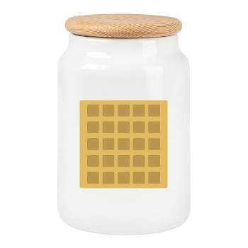 Waffles - Cookie Jar with Wooden Lid - white - Front