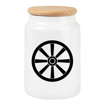 Wagenrad - Keksdose mit Holzdeckel - Weiß - Vorne