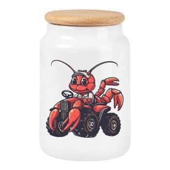 Éleveur de tracteurs de crabe homard - Boîte à biscuits avec couvercle en bois - blanc - Devant