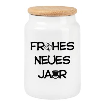 Happy New Year 2026 New Year's Eve New Year Happiness - Cookie Jar with Wooden Lid - white - Front