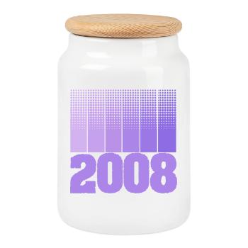 Geboren 2008 - Keksdose mit Holzdeckel - Weiß - Vorne