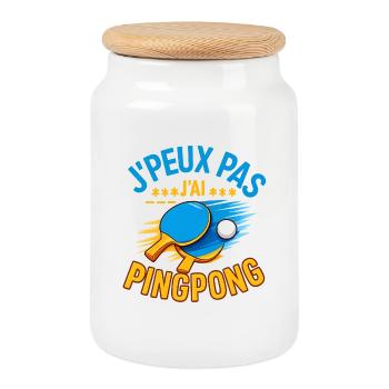 I can't I have pingpong - Cookie Jar with Wooden Lid - white - Front