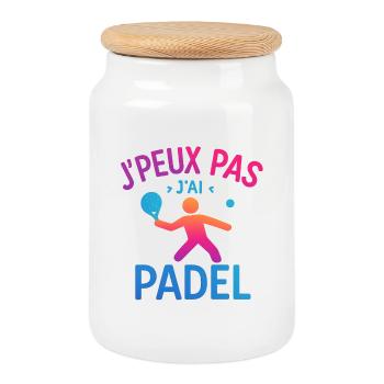 Ich kann nicht, ich habe Padel - Keksdose mit Holzdeckel - Weiß - Vorne
