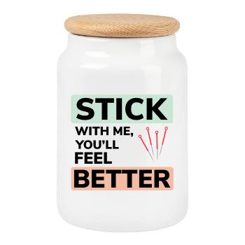 Acupuncturist Stick With Me You'll Feel Better  - Cookie Jar with Wooden Lid - white - Front