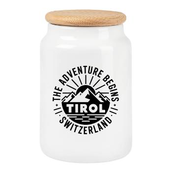 Tirol - Souvenir Design - Keksdose mit Holzdeckel - Weiß - Vorne