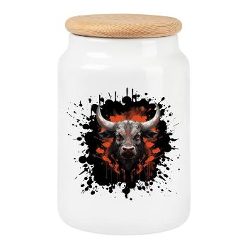 Bull Bull Blobs - Cookie Jar with Wooden Lid - white - Front