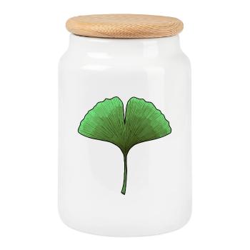 Aura de la feuille éventail de ginkgo - Boîte à biscuits avec couvercle en bois - blanc - Devant