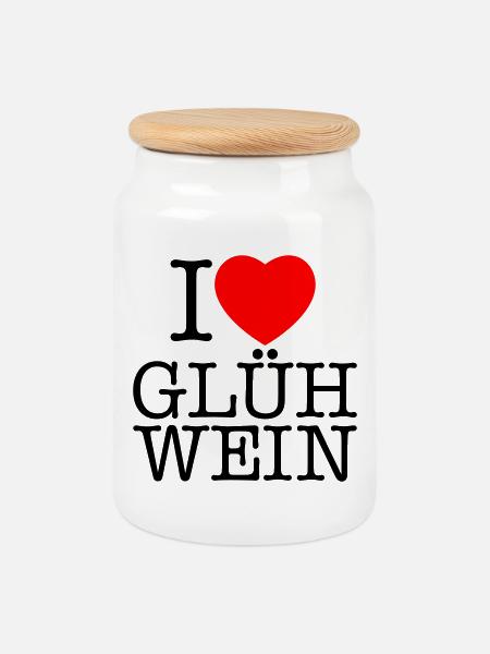 i love mulled wine Christmas - Cookie Jar with Wooden Lid - white