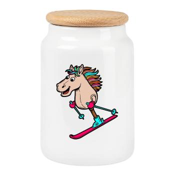 Ski de montage amateur - Boîte à biscuits avec couvercle en bois - blanc - Devant
