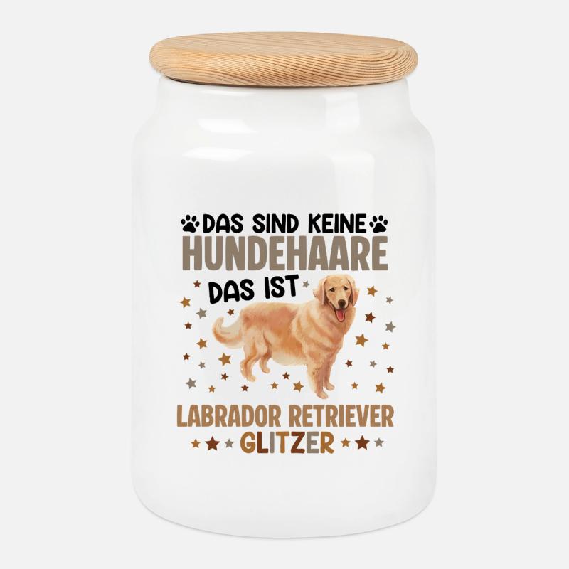 Labrador Retriever Glitzer Lustige Lab Hund Spruch - Keksdose mit Holzdeckel - Weiß