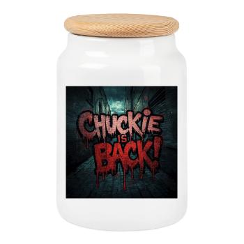 Chuckle is Back - Cookie Jar with Wooden Lid - white - Front