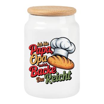Papa Opa Backen Brot Design - Keksdose mit Holzdeckel - Weiß - Vorne