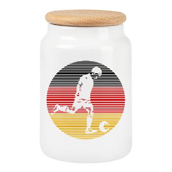 Soccer - Cookie Jar with Wooden Lid - white - Front
