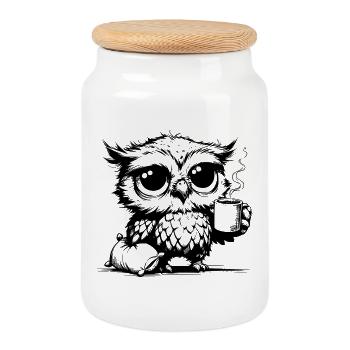 J’ai passé la nuit éveillée avec un oreiller - Boîte à biscuits avec couvercle en bois - blanc - Devant