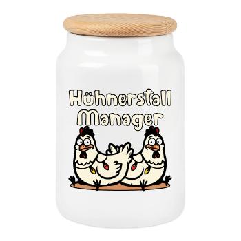 Christmas Chicken Coop Manager - Cookie Jar with Wooden Lid - white - Front