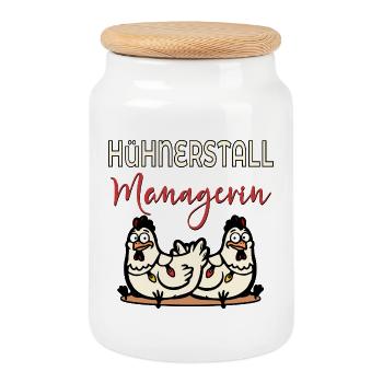 Gestionnaire du poulailler des poulets de Noël - Boîte à biscuits avec couvercle en bois - blanc - Devant