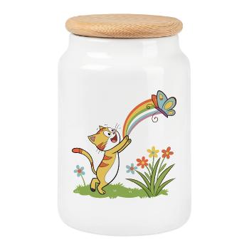 Rainbow Chase Kitten - Cookie Jar with Wooden Lid - white - Front