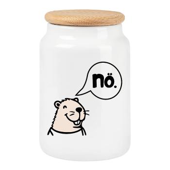 Capybara Cancellation Nope No - Cookie Jar with Wooden Lid - white - Front