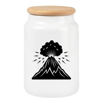 Volcan - Boîte à biscuits avec couvercle en bois - blanc - Devant