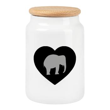 Elephant - Cookie Jar with Wooden Lid - white - Front
