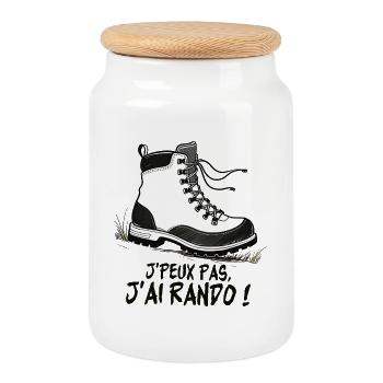 Chaussure de Randonnée, je peux pas j'ai rando ! - Boîte à biscuits avec couvercle en bois - blanc - Devant